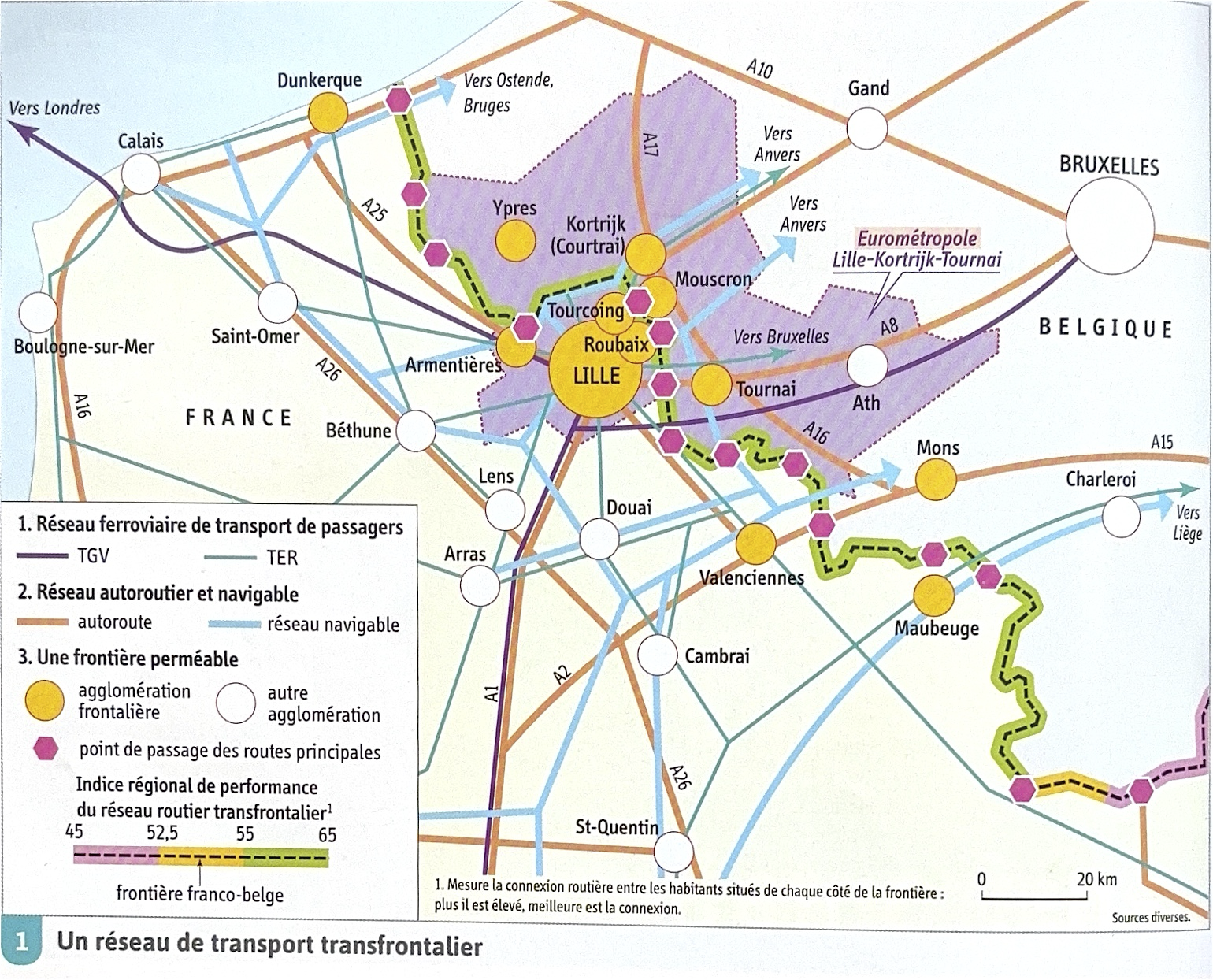 Carte du territoire transfrontalier France-Belgique
